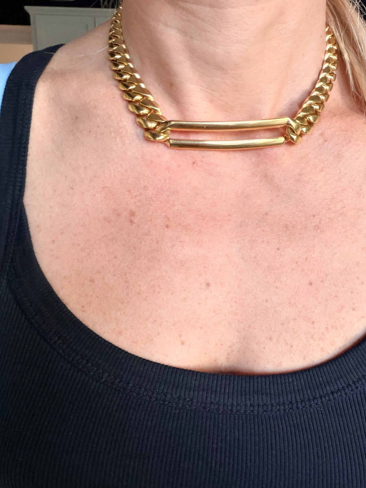 Vintage Bulgari Rectangular Curb Link Necklace