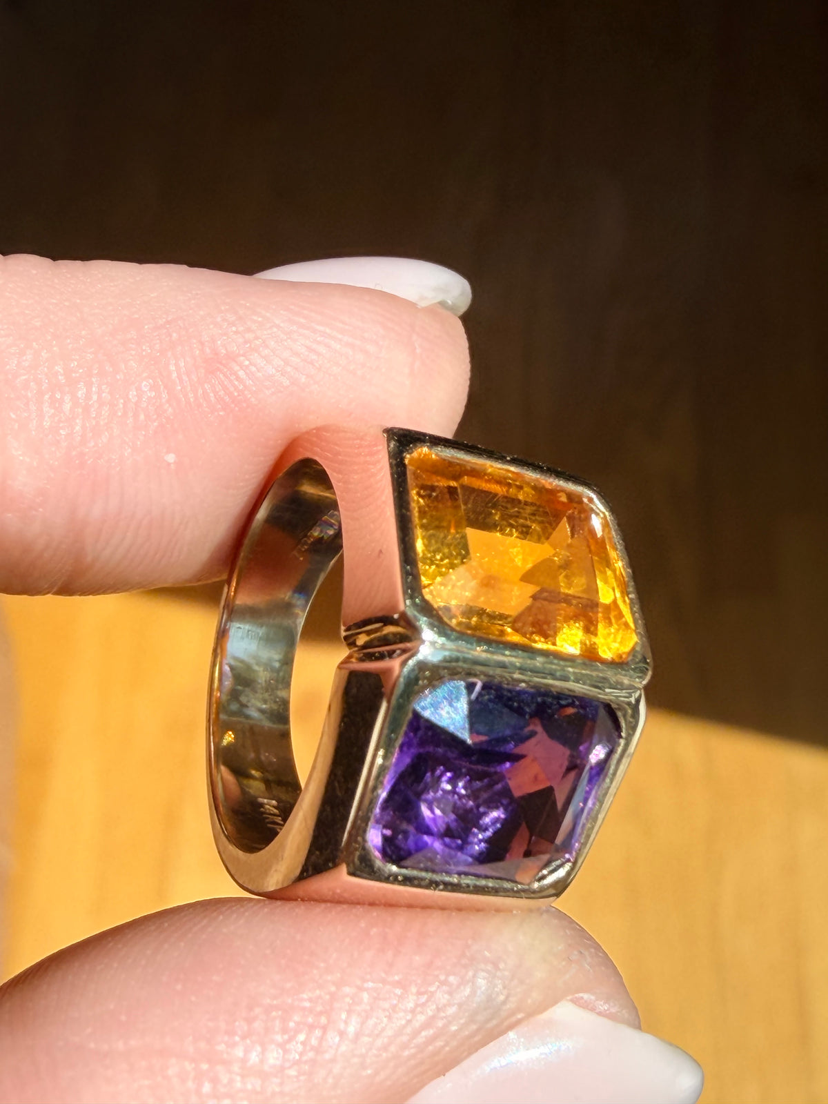 Vintage Bellarri Citrine & Amethyst Ring