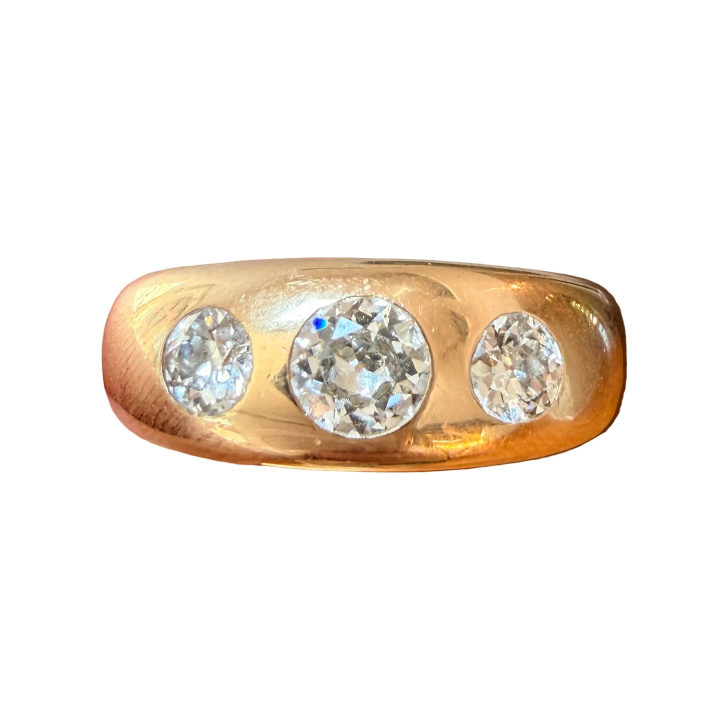 Vintage Three Stone Flush Set Diamond Ring