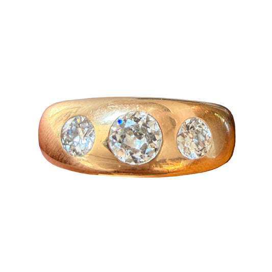 Vintage Three Stone Flush Set Diamond Ring