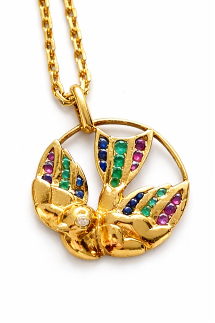 Vintage French Gemset Dove Necklace