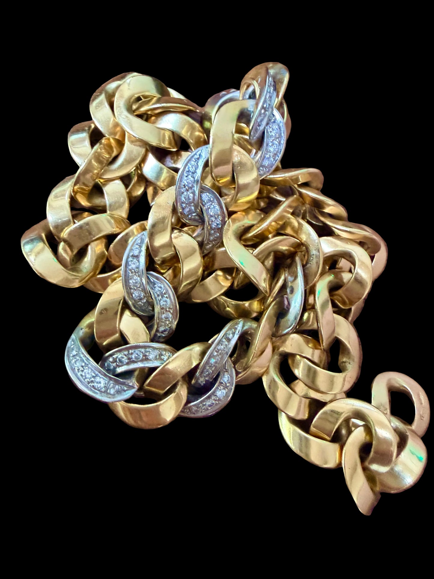 Vintage Pomellato Chunky Diamond Set Curb Necklace