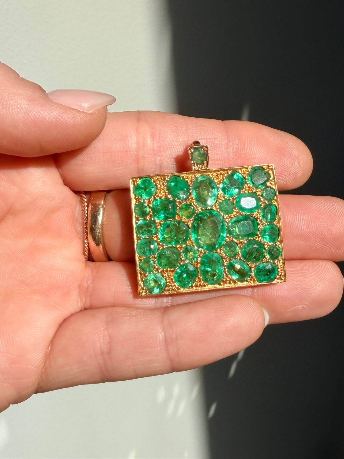 1950s Emerald Square Locket Pendant