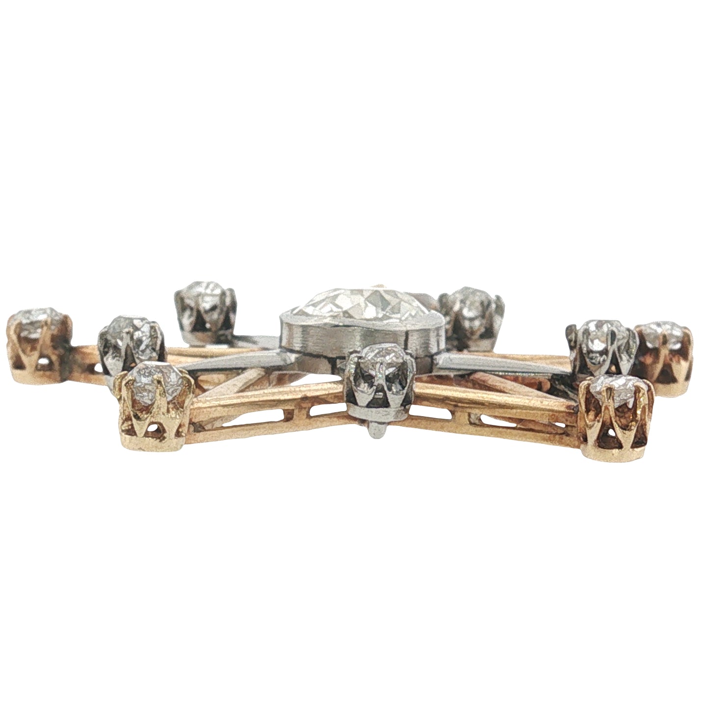 Antique Two-Tone Diamond Star Dangle Pendant