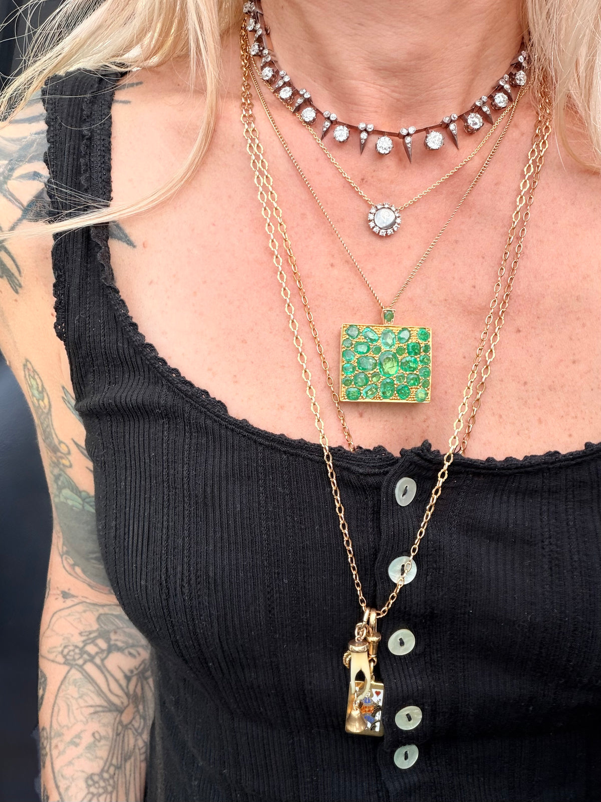 1950s Emerald Square Locket Pendant