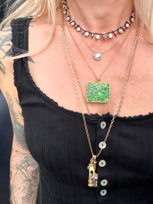 1950s Emerald Square Locket Pendant