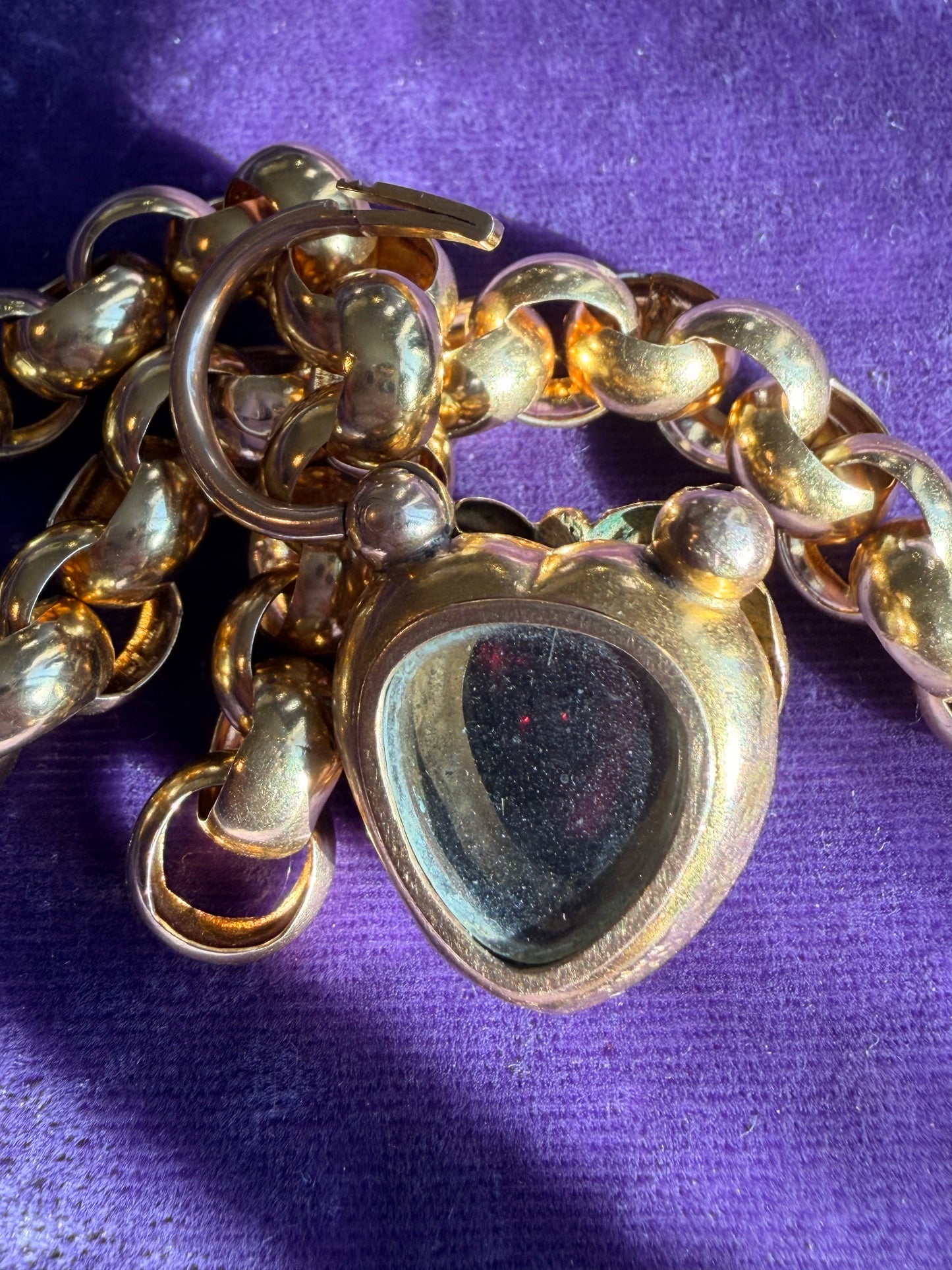 Georgian Padlock Garnet Paste Bracelet