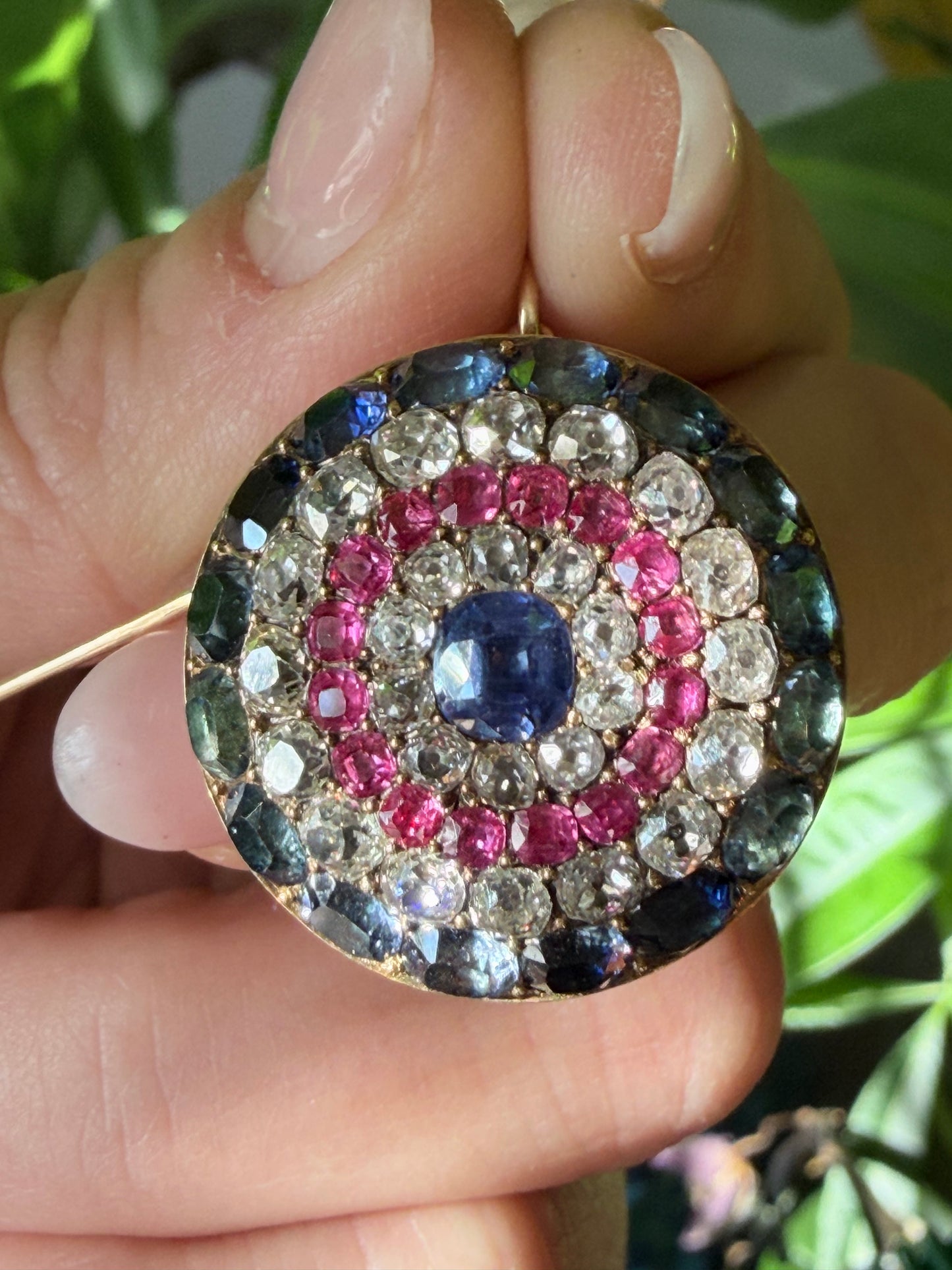Victorian Gem-set Circular Brooch Pendant