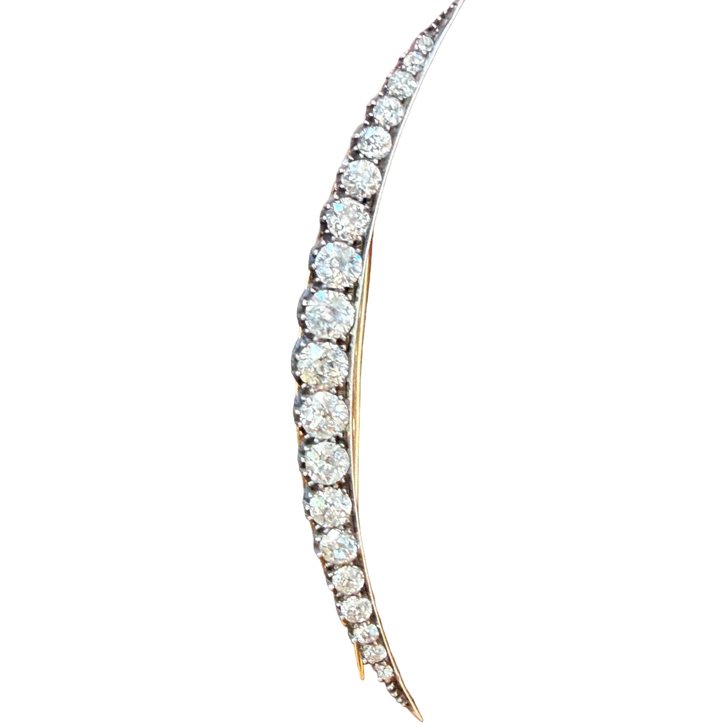 Victorian Old European Cut Diamond Crescent Brooch