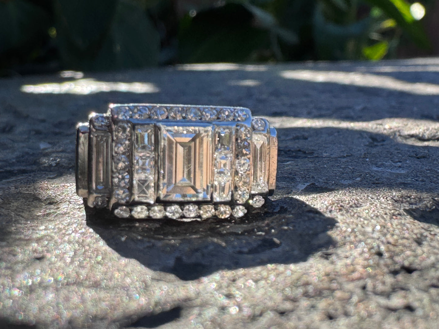 1940s French Geometric Diamond Ring