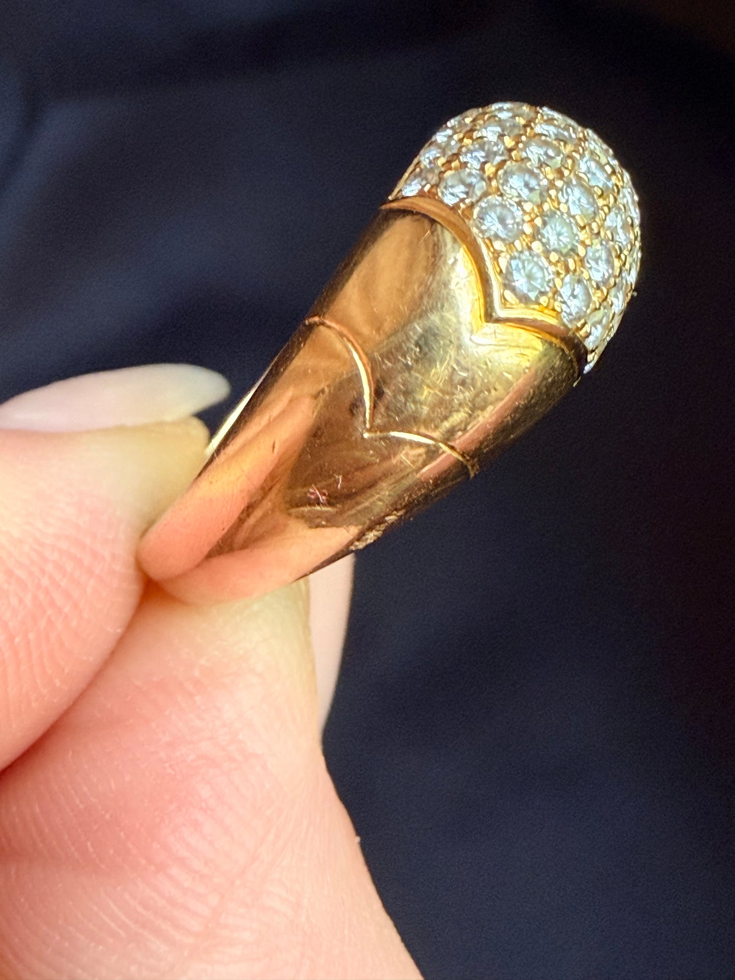 Vintage Bvlgari Pavé Diamond Bombé Ring