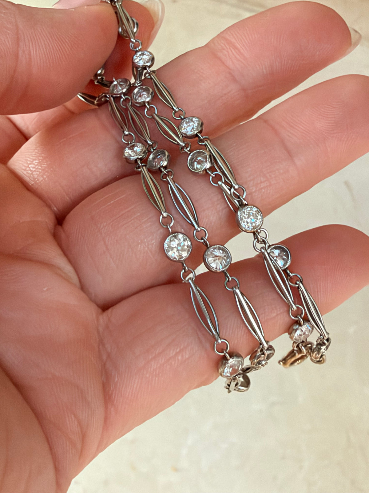Art Deco Diamond Station Necklace