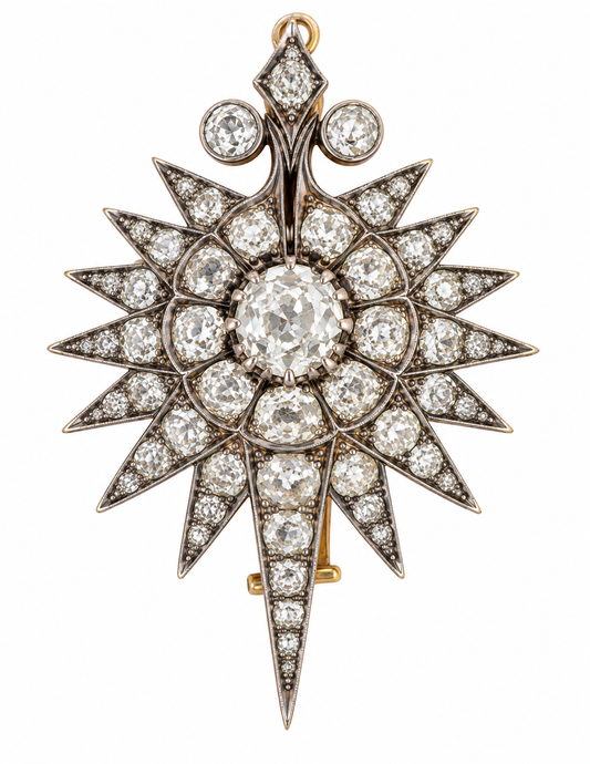 Victorian Diamond Star Brooch Pendant