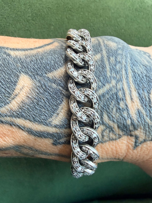 Antique French Diamond Set Curb Bracelet