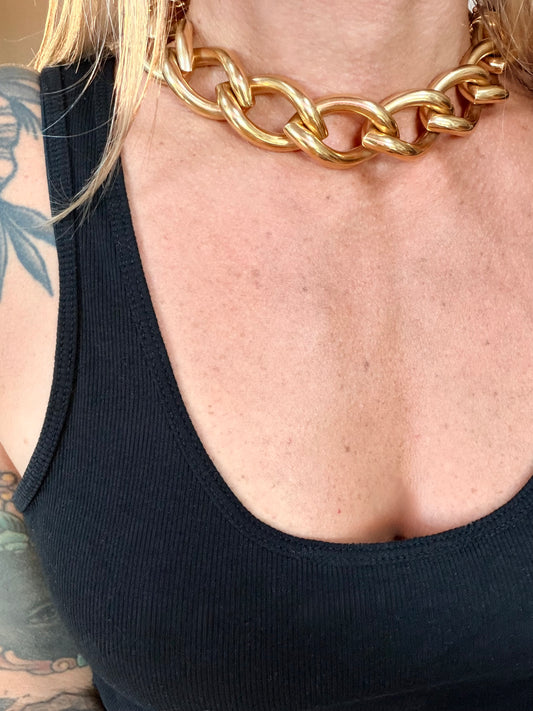 Vintage Italian 18k Yellow Gold Marquise Curb Bracelet and Necklace Set