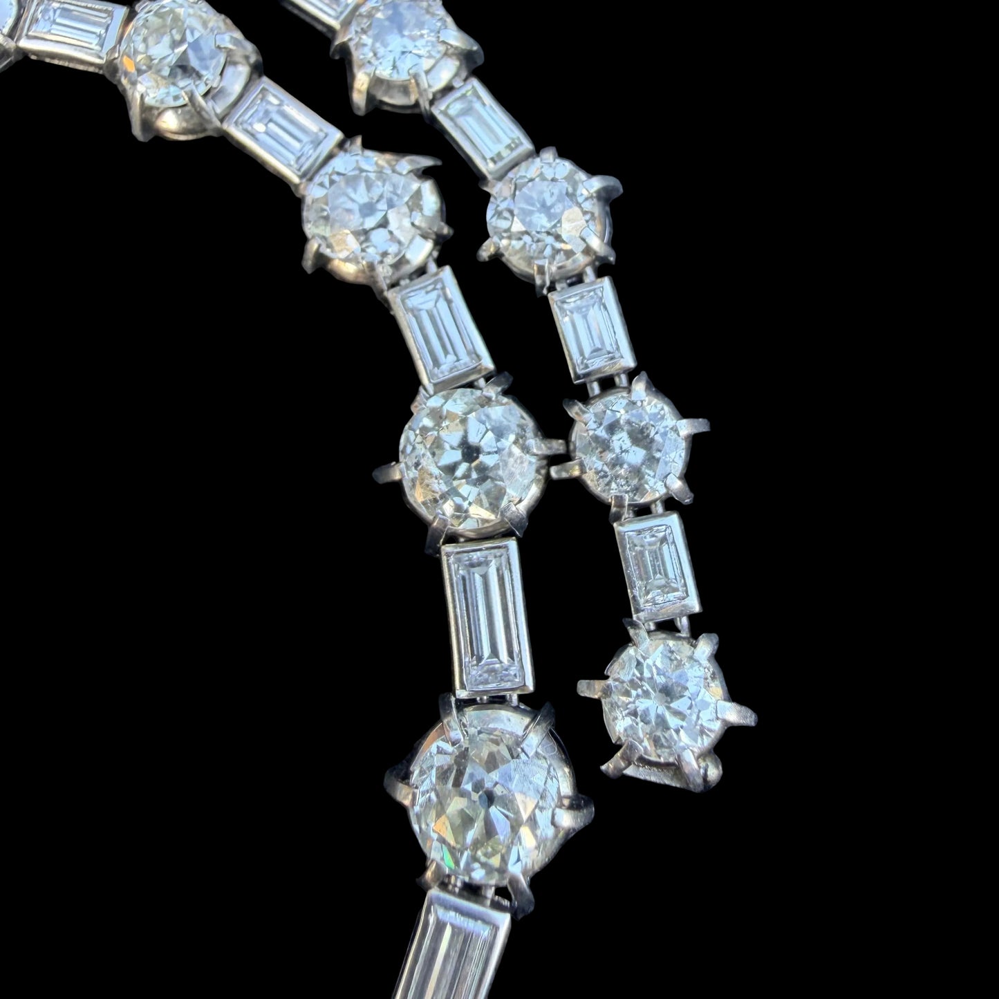 Antique Cut Diamond Mid-Century Platinum Collar Necklace