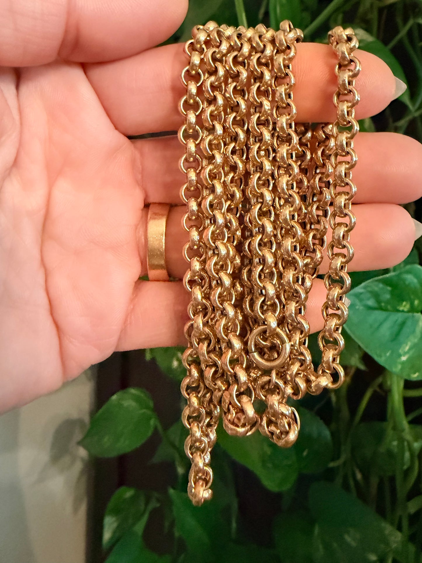 Vintage 14k Yellow Gold Long Rolo Link Chain