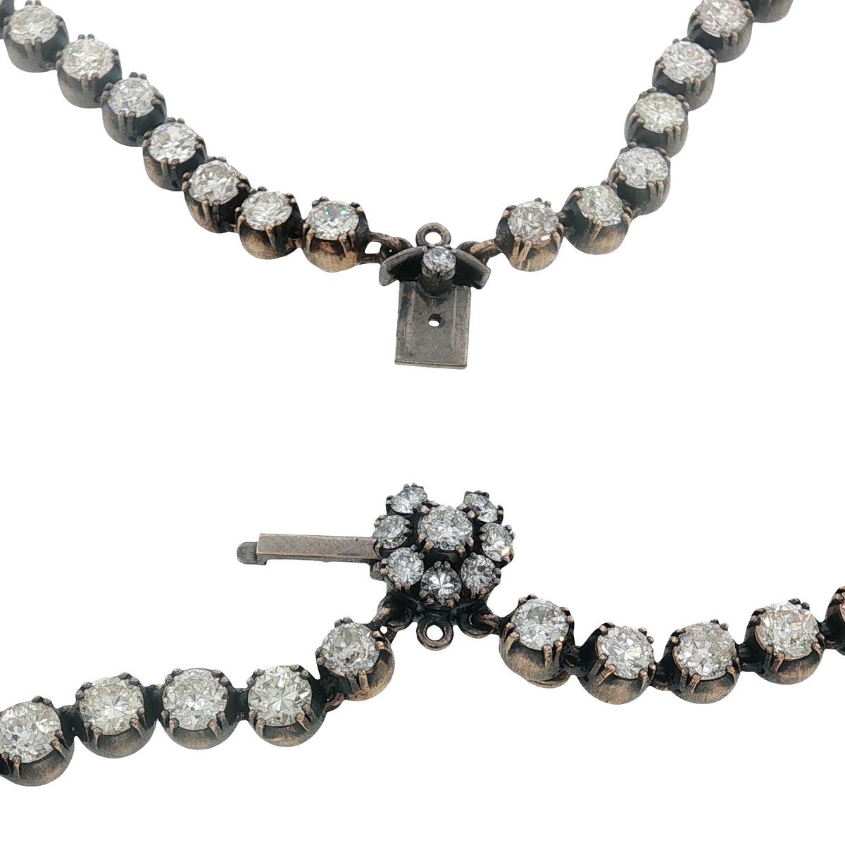 Double Strand Old European Cut Diamond Rivière Necklace