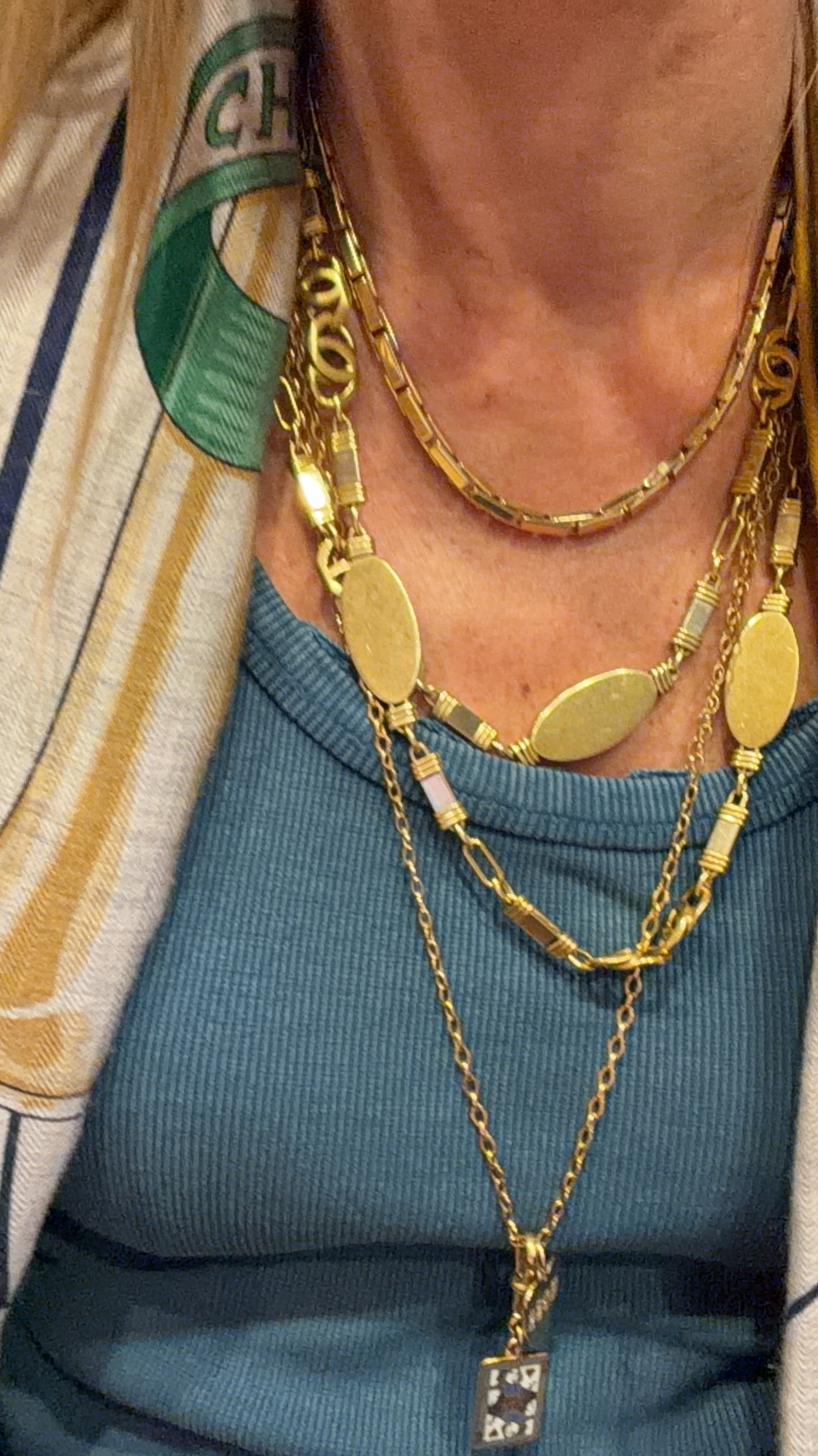Vintage Italian Disk and Wrapped Link Chain