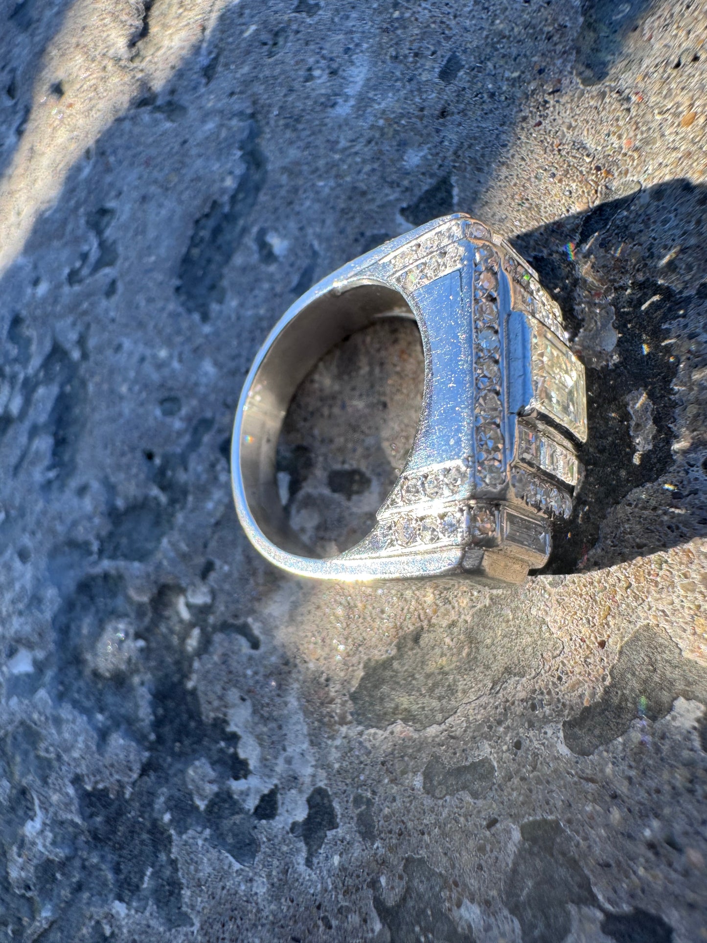 1940s French Geometric Diamond Ring