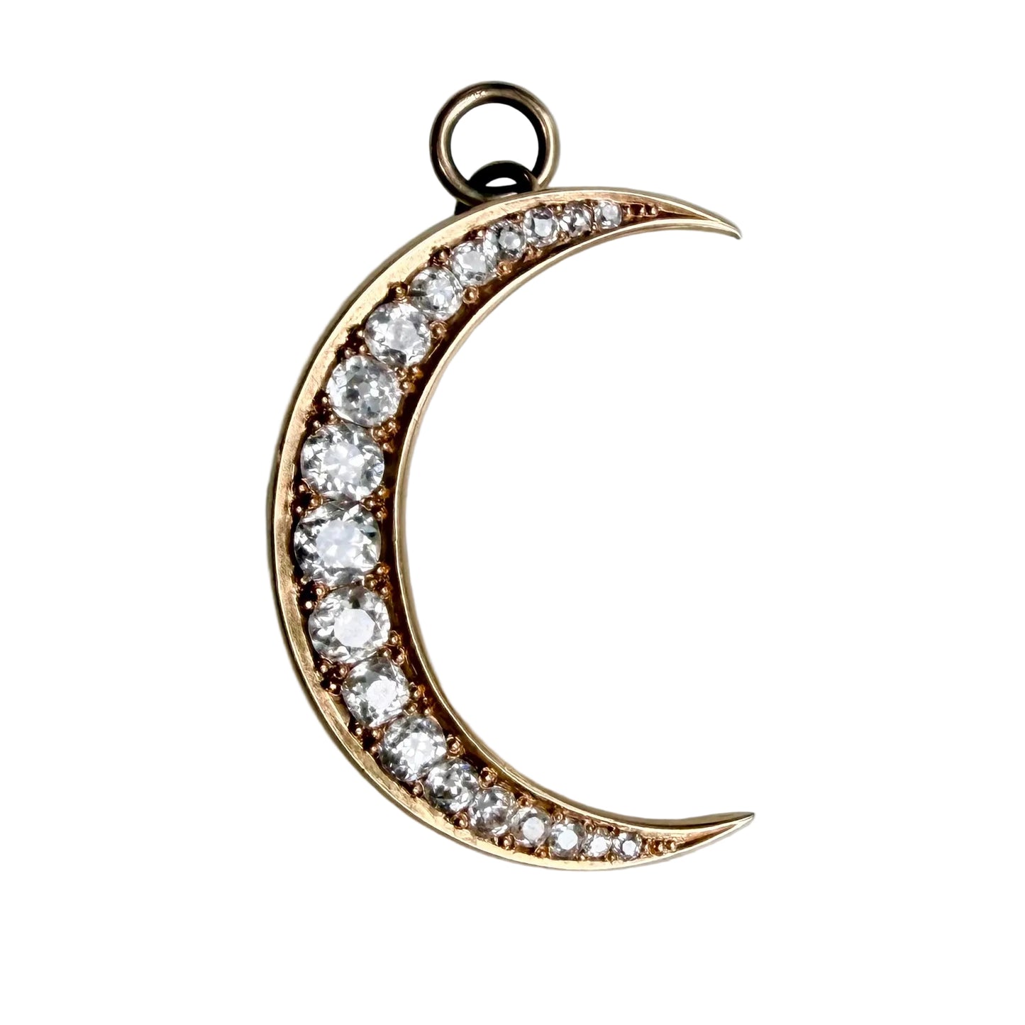 Antique Diamond Crescent Moon Pendant Broochg