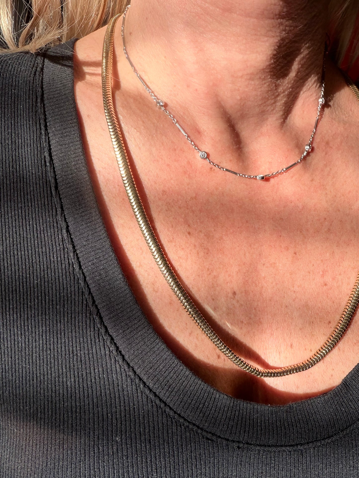 Vintage Diamond By The Yard Station Necklace