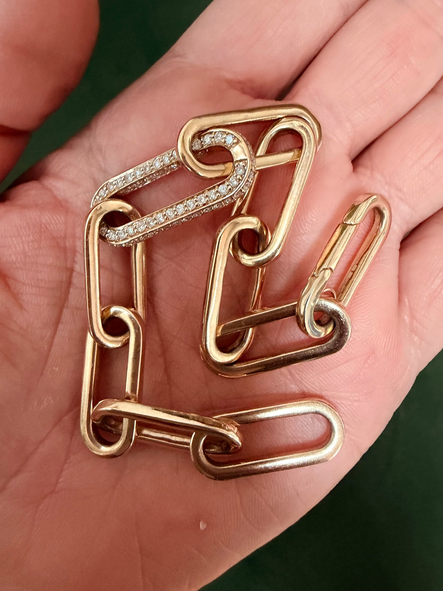 Vintage Diamond Paperclip Link Bracelet