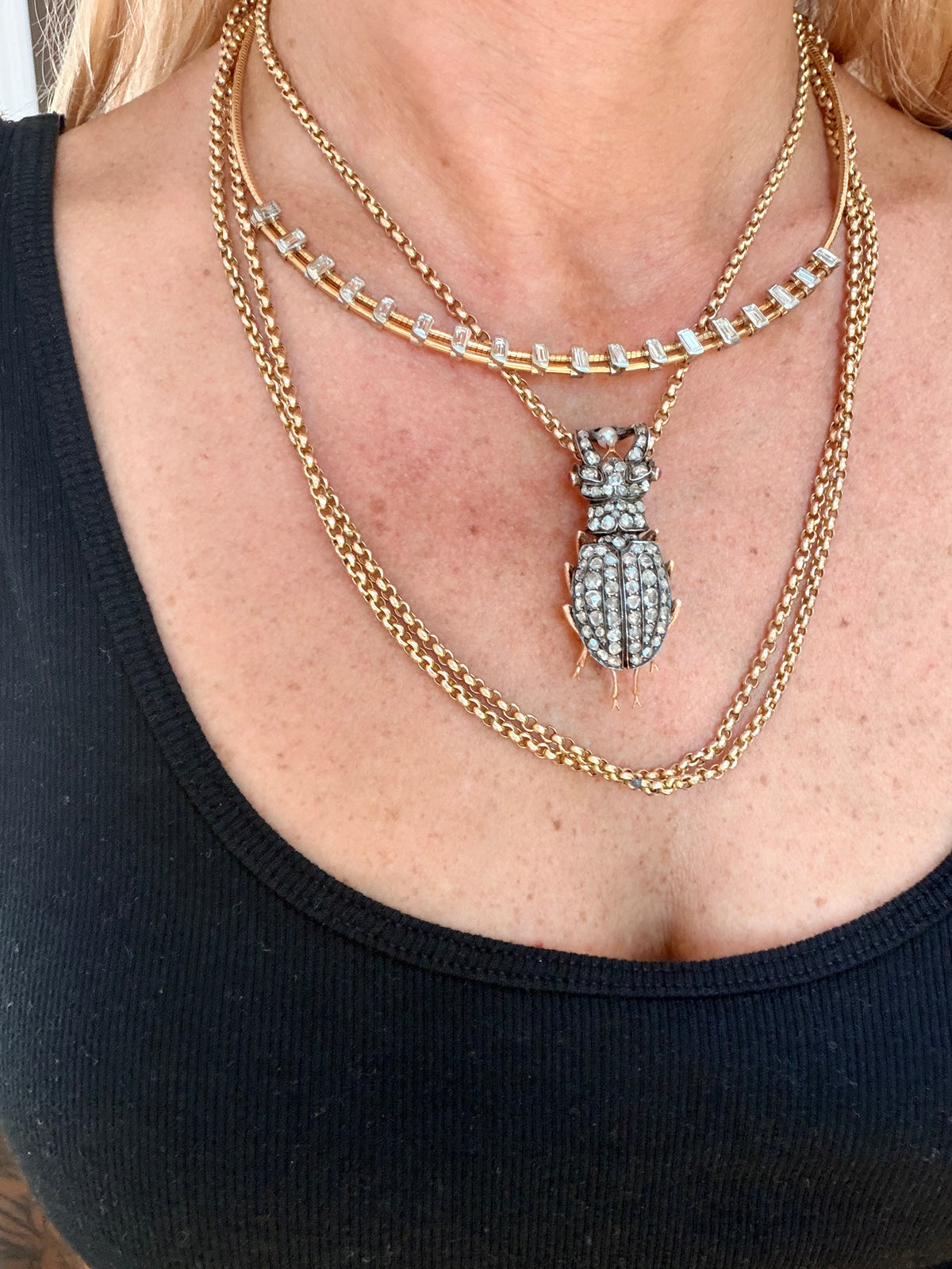 Victorian Diamond Stag Beetle Brooch