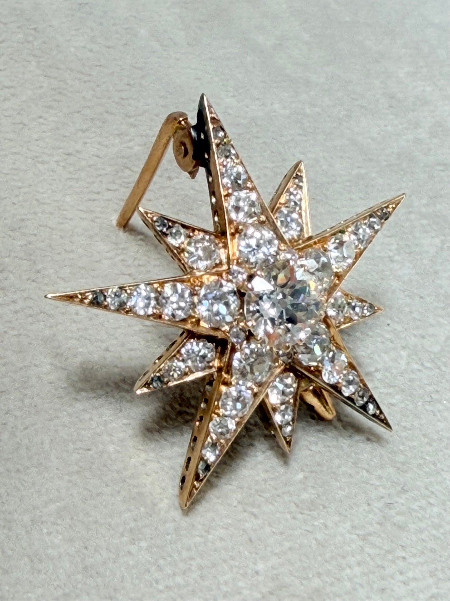Victorian Old Cut Diamond Star Brooch