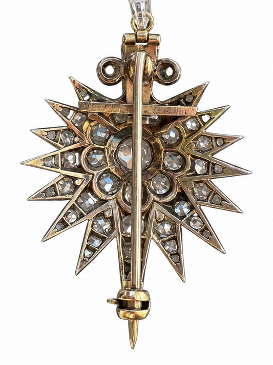 Victorian Diamond Star Brooch Pendant