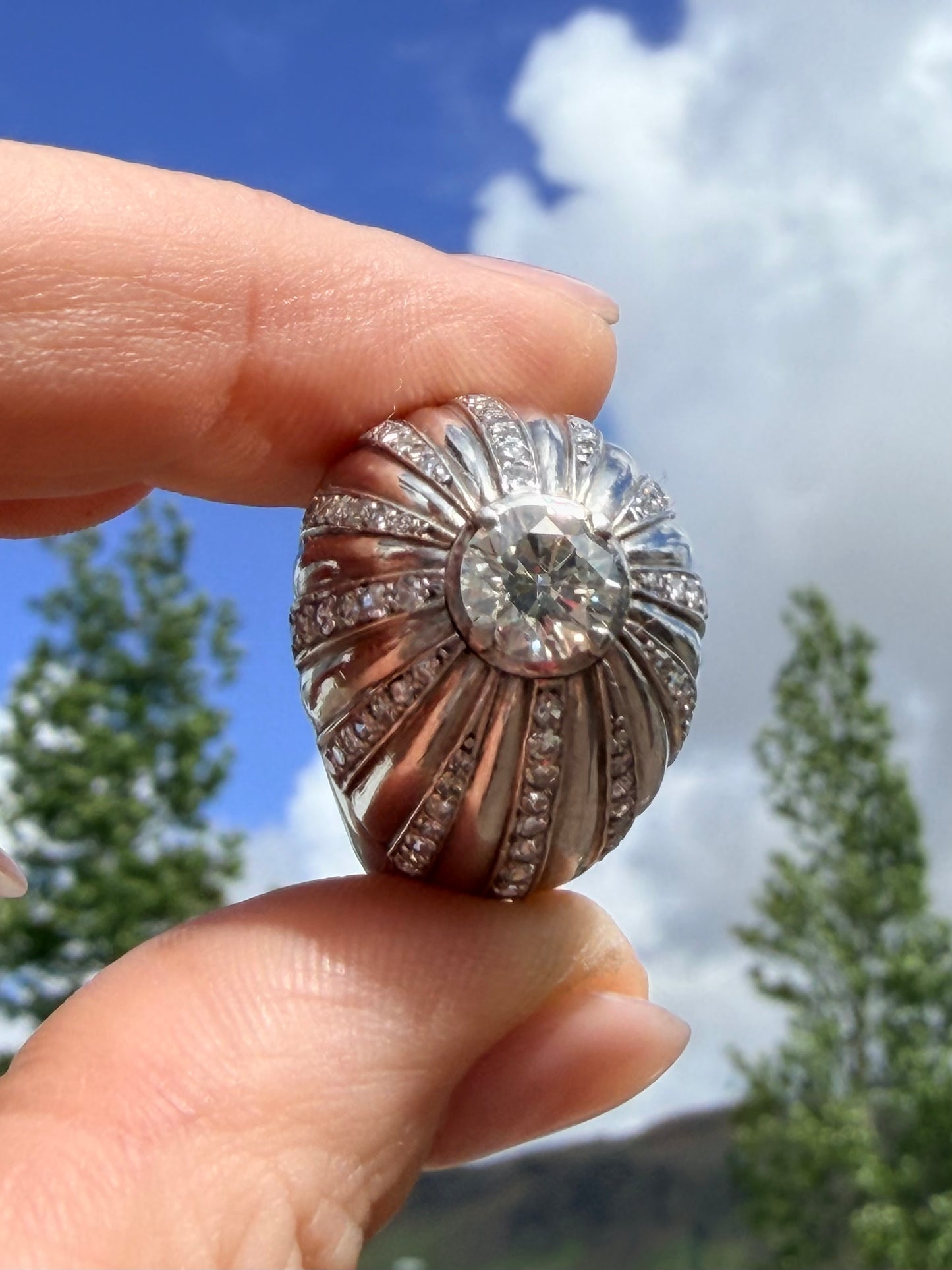 French Art Deco Diamond Bombé Ring