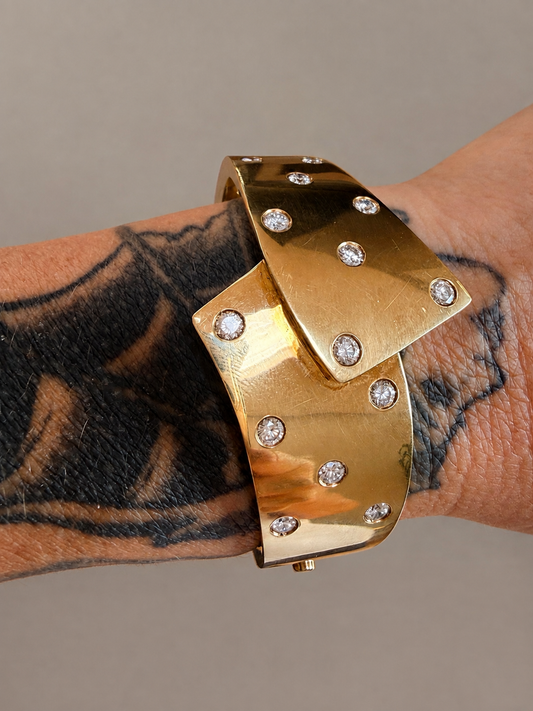 Vintage 18k Diamond Wrap Bangle Bracelet