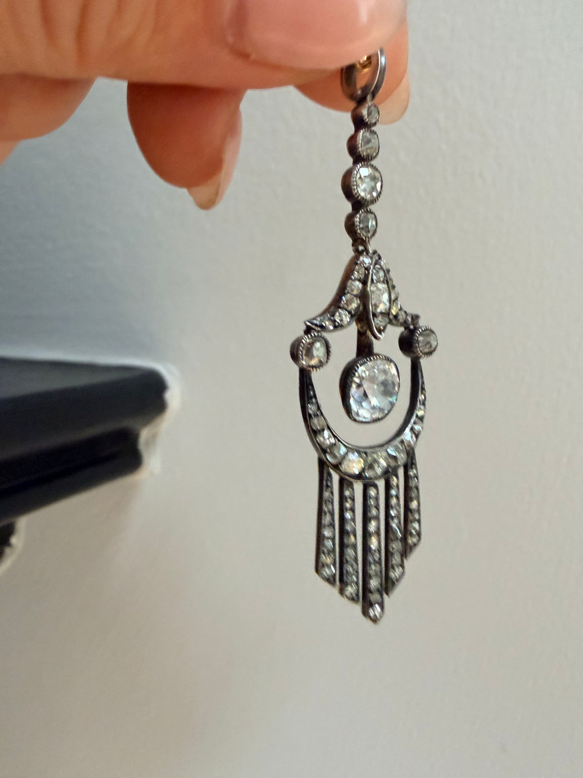 Antique Old Mine Cut Diamond Drop Pendant