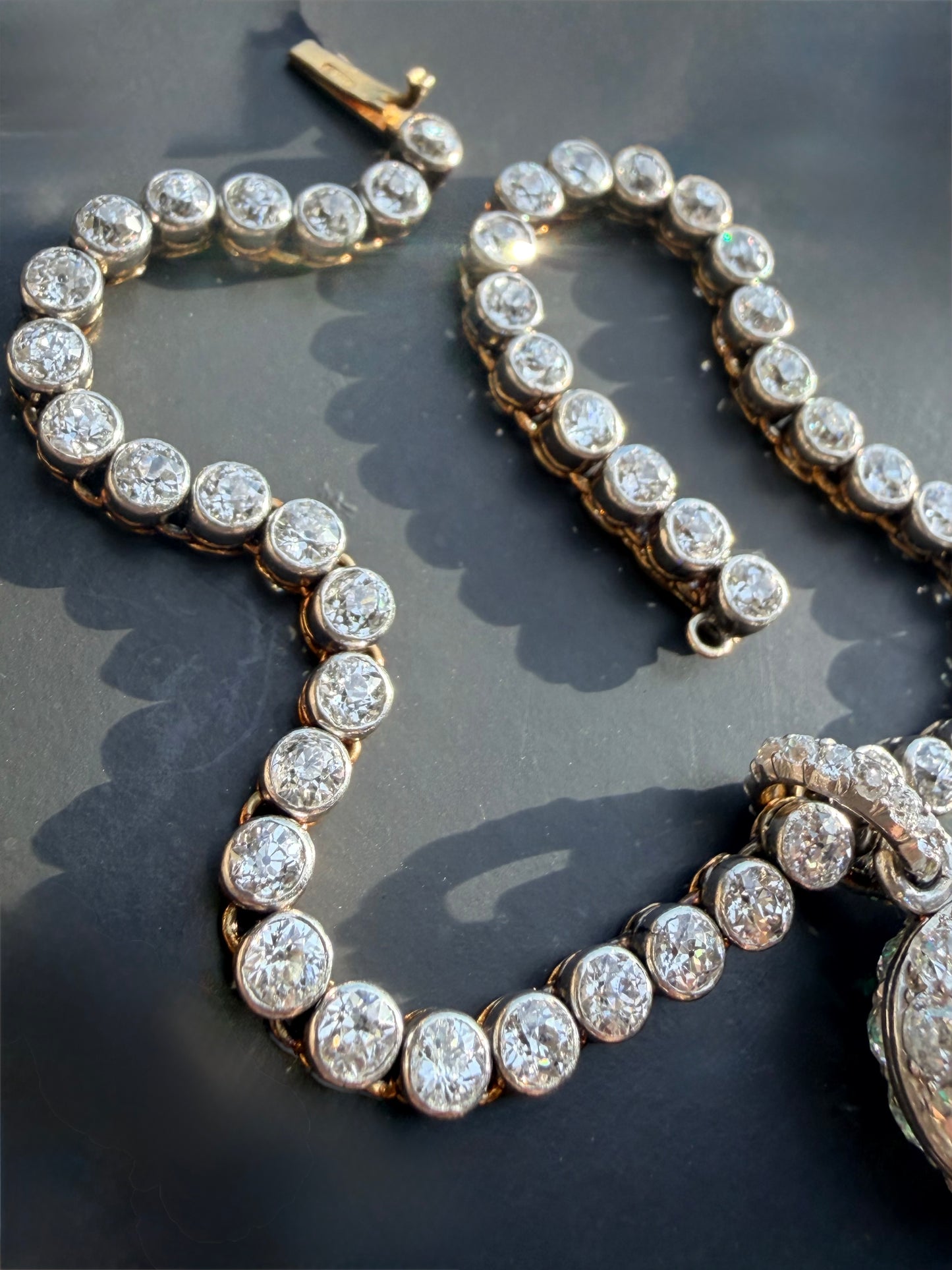 Antique Diamond and Gemstone Heart Pendant & Bracelet