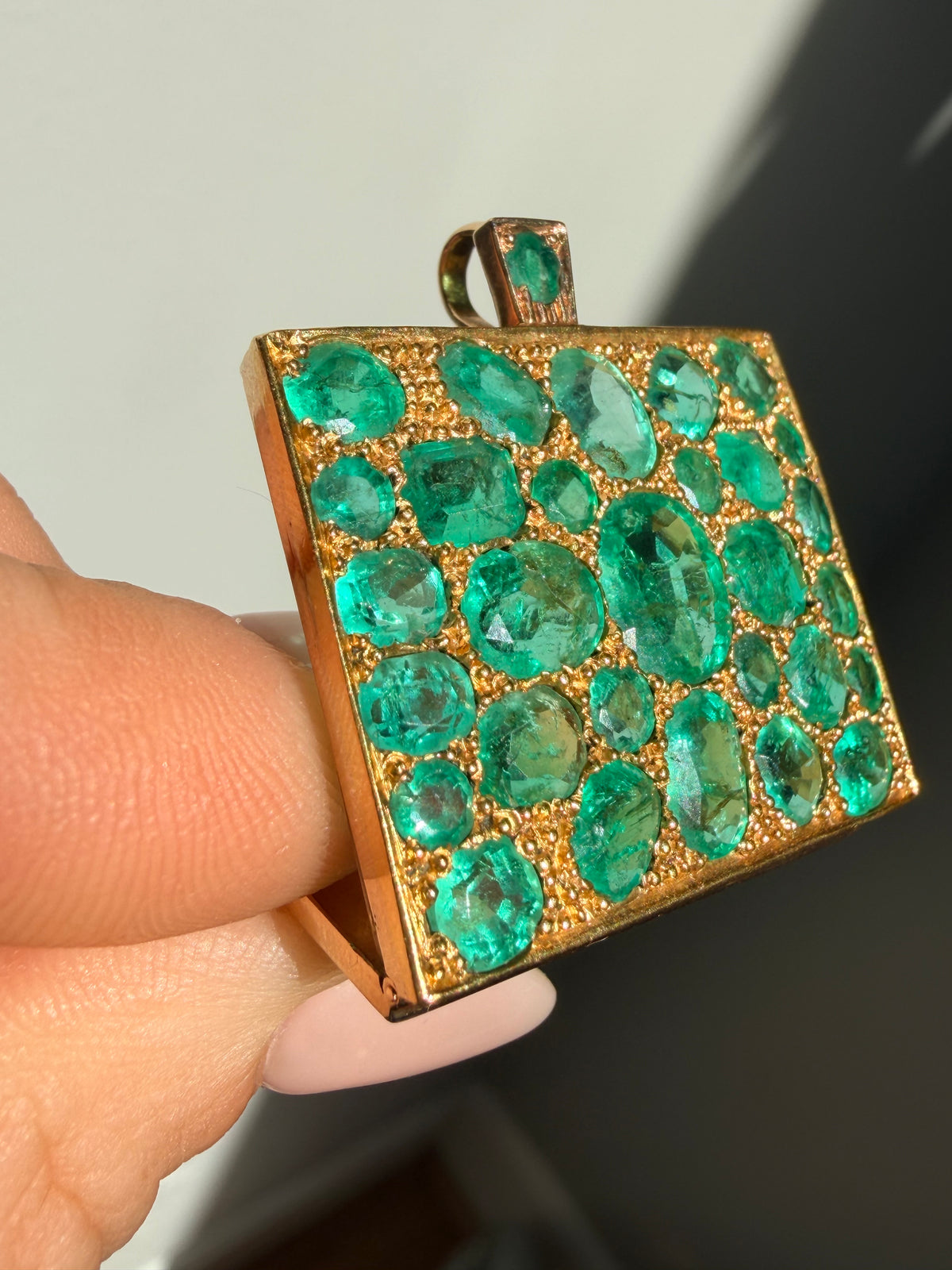 1950s Emerald Square Locket Pendant