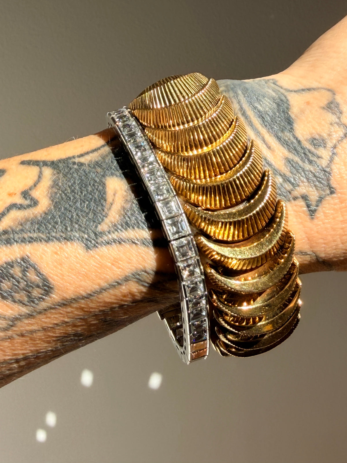 Mid Century Carré Cut Diamond Line Bracelet