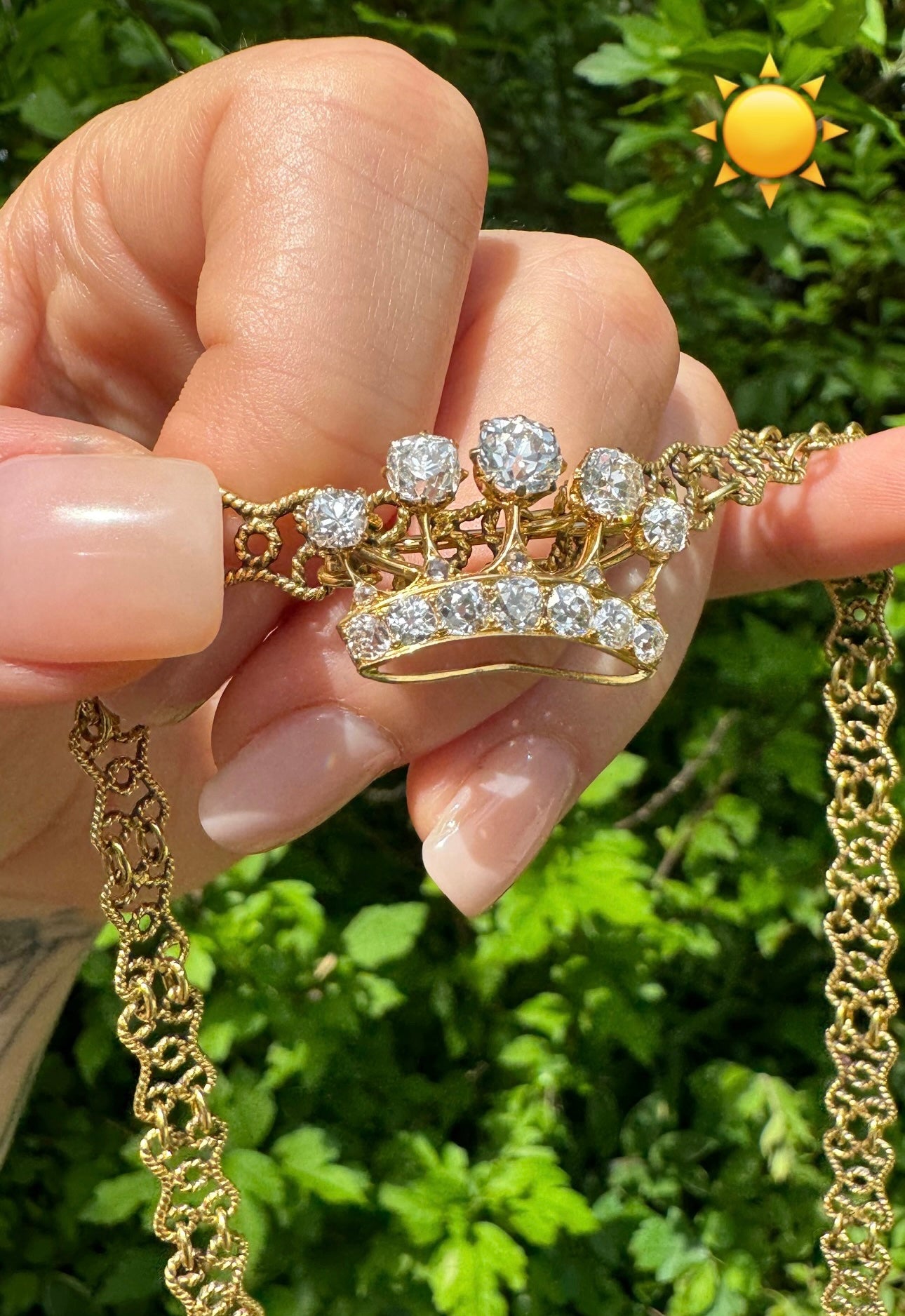 Victorian Old Mine Cut Diamond Crown Brooch