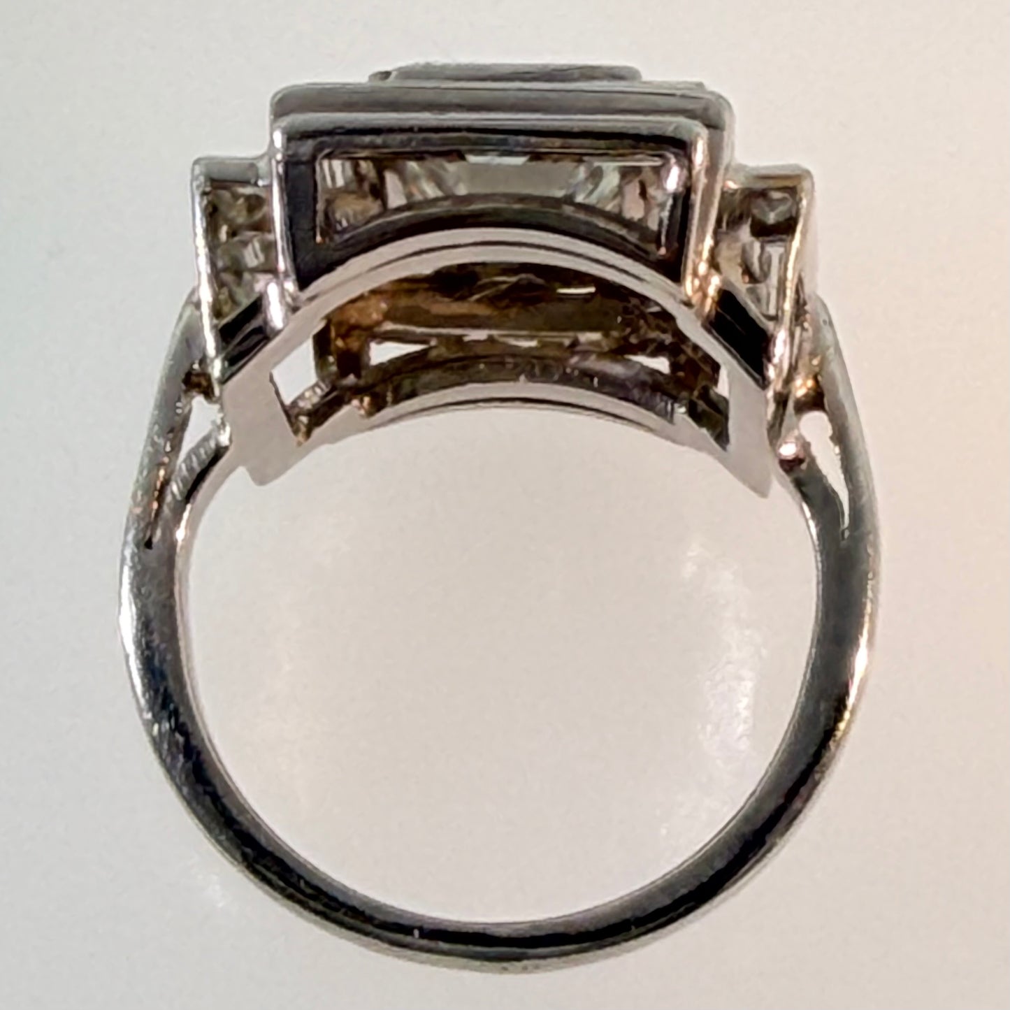 Late Art Deco Emerald Cut Diamond Cocktail Ring