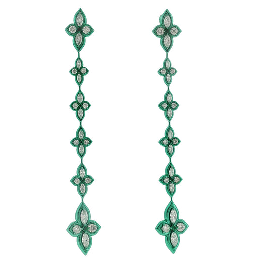 Contemporary Lugano Green Gold Diamond Drop Earrings