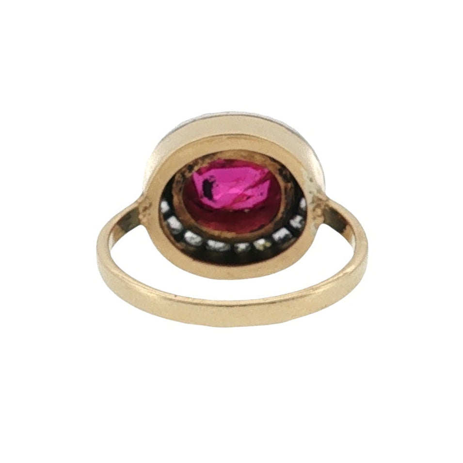Antique Burma Ruby & Diamond Cluster Ring