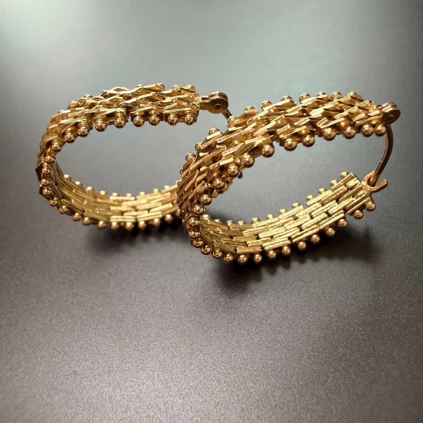 Vintage Diamond Cut Huggie Hoop Earrings