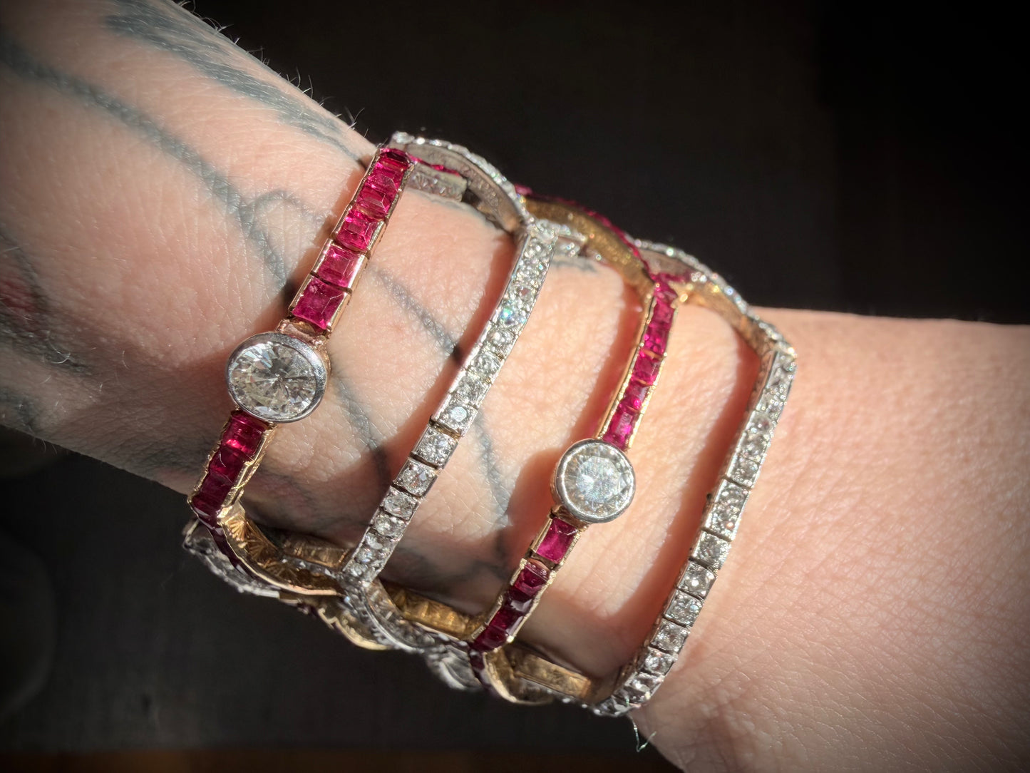 Belle Epoque Ruby and Diamond Wide Bracelet