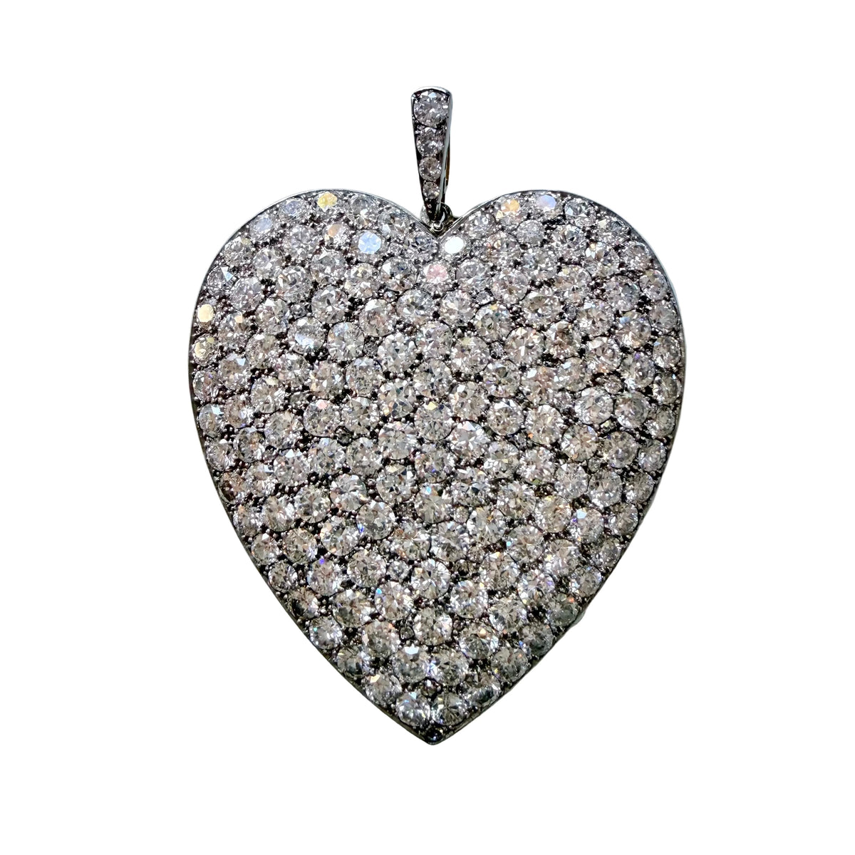 Edwardian Diamond Heart Brooch Pendant Locket