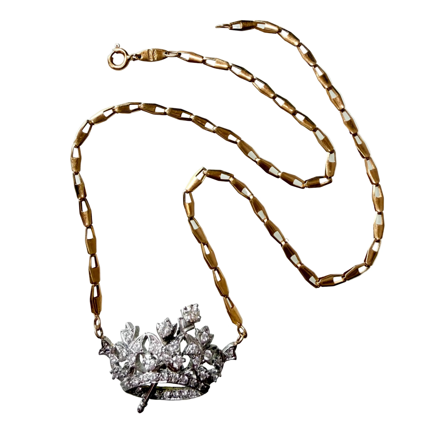 Vintage Diamond Crown Necklace