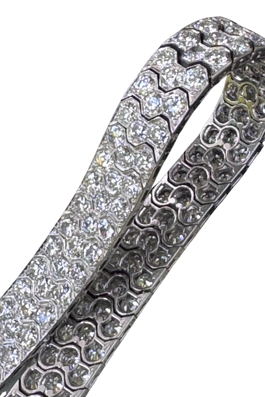 Art Deco Three-Row Honeycomb Diamond Bracelet