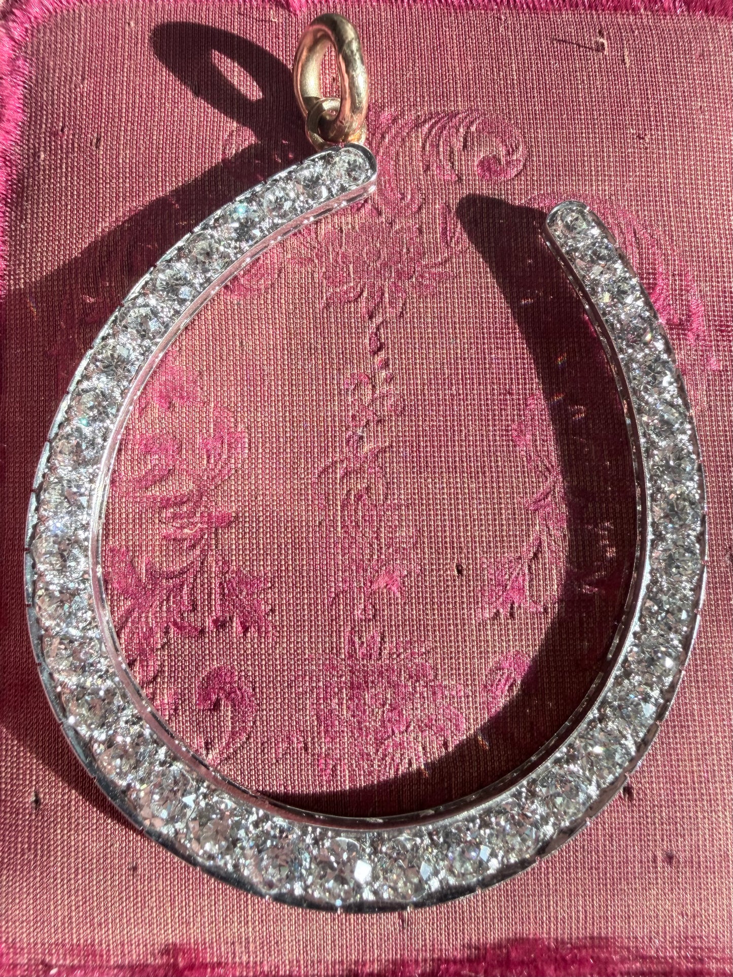 Large Old Cut Diamond Horseshoe Pendant Circa. 1900