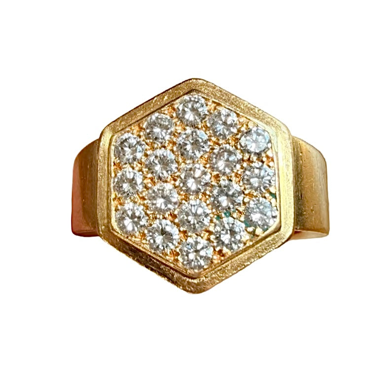Vintage Jacques Cartier Hexagon Diamond Signet Ring