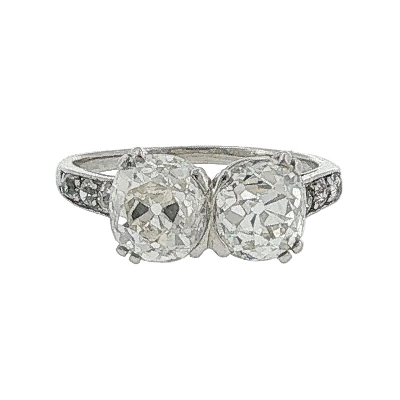 Edwardian 2.95 Carat Old Cut Diamond Two-Stone Ring