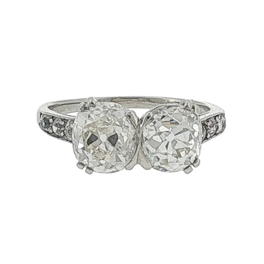 Edwardian 2.95 Carat Old Cut Diamond Two-Stone Ring