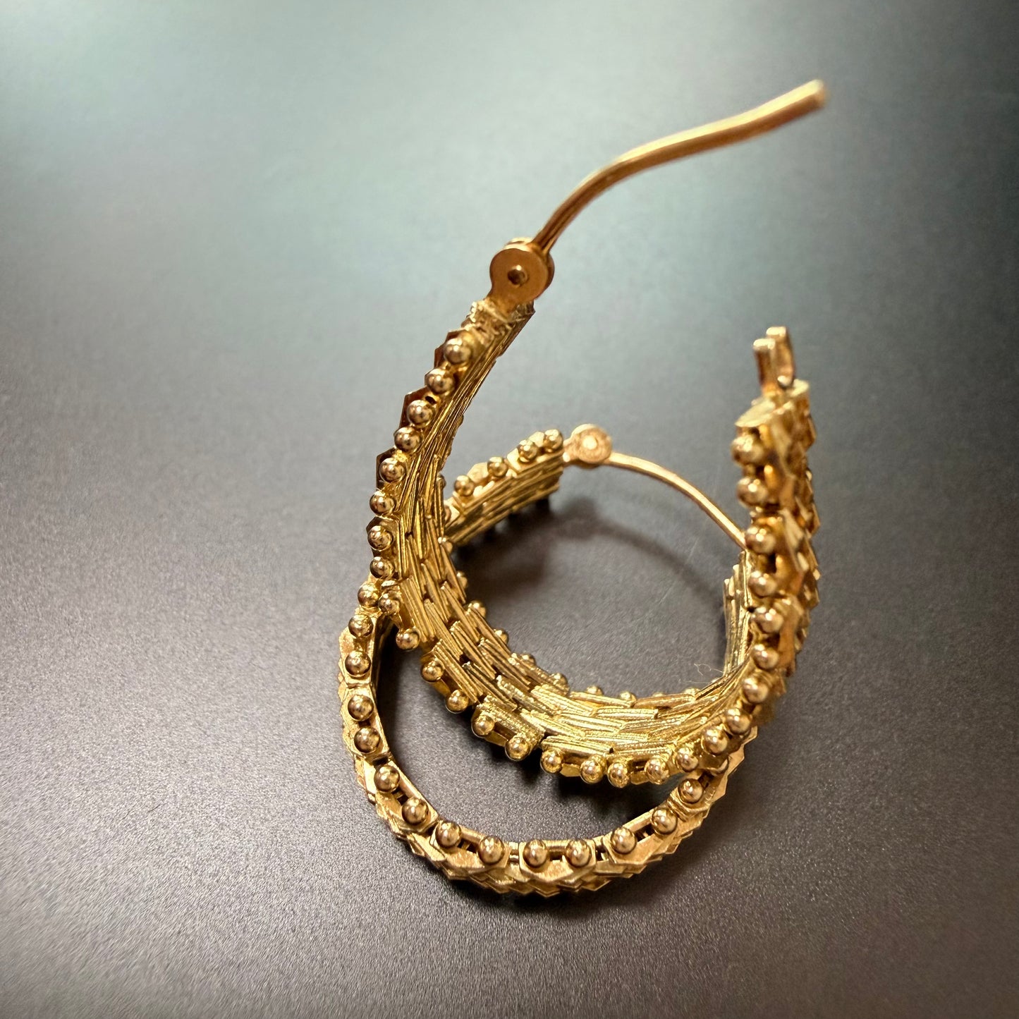 Vintage Diamond Cut Huggie Hoop Earrings